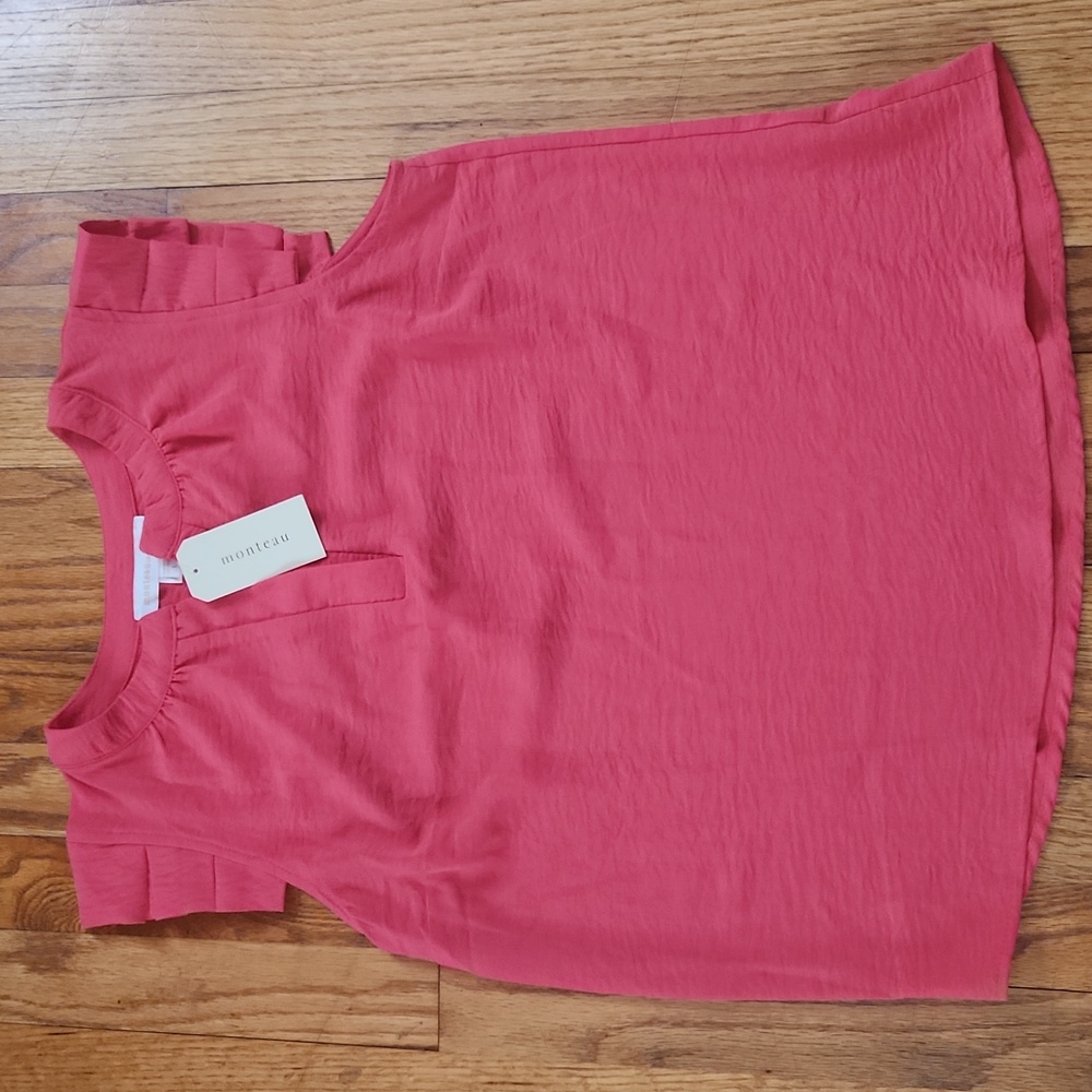 NWT Monteau coral cap sleeve top size large